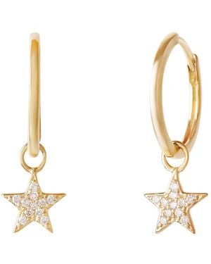 Zohreh Celestial Diamond Star Hoop Earrings 9K - Metallic