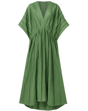 Kargede Linen Kaftan Dress - Green