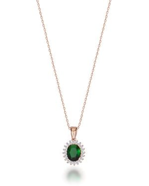 BY EDA DOGAN Emerald Stone Pendant Necklace - Metallic