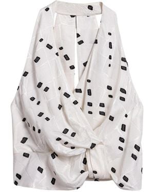 Nocturne Printed Halter Blouse - White
