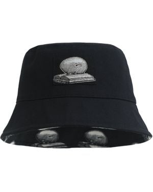 Lost Pattern Bookhead Cotton Reversible Bucket Hat - Black