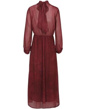 Juan Avellaneda X Seeiou Long Sleeve Midi Burgundy Dress Julie - Red