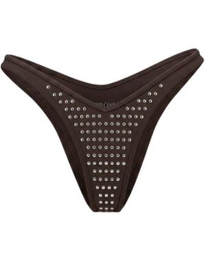 Veroni Swim Gia V-Cut Studded Bikini Bottom - Brown