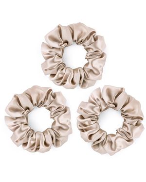 Silk Works Neutrals Caramel Large Scrunchies - Metallic