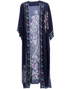 Saachi Flowy Paisley Kimono Long - Blue
