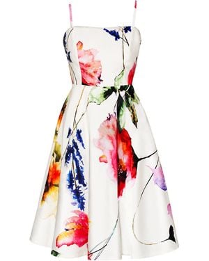 Richa Sharma Handcrafted Floral Midi Dress - Red