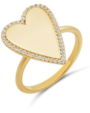 SHYMI Heart Pave Outline Ring - Metallic