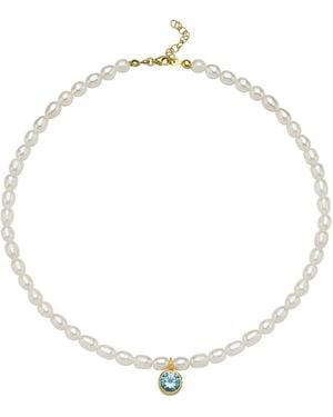 LINYA JEWELLERY Cosmic Big Pearl Zodiac Necklace Sky Birthtone - Metallic
