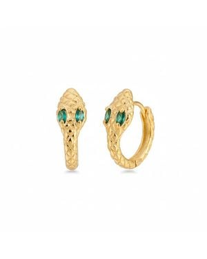 Angel Barocco Small & Dainty Snake Hoops Earrings - Metallic