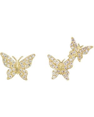 KAMARIA Asymmetric Diamond Butterfly Earring Studs - Metallic