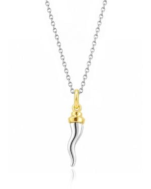 Unaloe Two-Tone Sterling Italian Horn With Plated Bowler Hat Necklace - Metallic