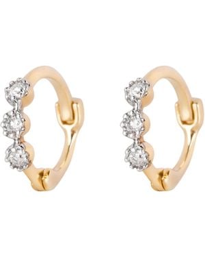 Zohreh Mini Diamond Trilogy Huggie Hoop Earring Pair 9K - Metallic