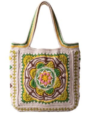 Ana Chic Medallion Granny Square Handmade Crochet Tote Bag - Metallic