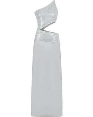 Nocturne Sequin One-Shoulder Cutout Maxi Dress - White