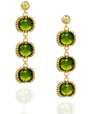 Unaloe Dangle Earrings Plated– Timeless Elegance With Three Crystal - Green