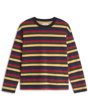 Thinking Mu Long-Sleeve Multicolor Striped Emily R T-Shirt - Red