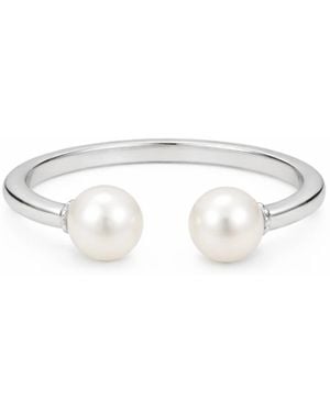 Pearl Code Double Pearl Open Ring - White