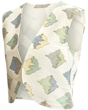 Stovaria Cotton Vest With Colourful Thread & Zari Embroidery - Metallic