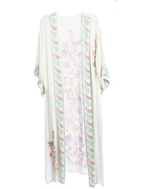 Saachi Flowy Paisley Kimono Long - White