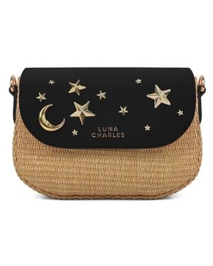 Luna Charles Elena Star Studded Rattan Handbag - Black