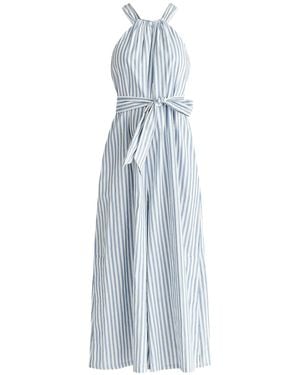 Paisie Striped Halterneck Cotton Jumpsuit - Blue