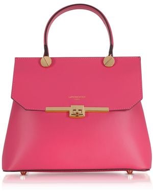 Le Parmentier Atlanta Top Handle Satchel Bag W/Shoulder Strap - Pink