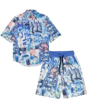 mysimplicated Short Sleeve Shirt And Bermuda Set - Blue