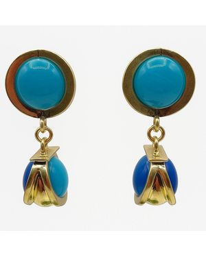 Michael Nash Jewelry Agatha Light And Cobalt Resin Two Tone Drop Earrings - Blue