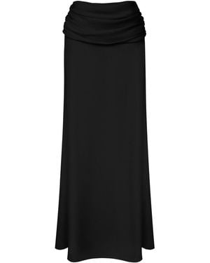 POST MERIDIEM Chiffon Maxi Skirt With Draping - Black