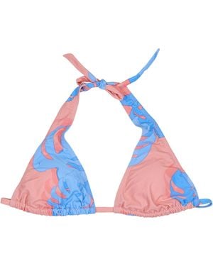 lords of harlech Raquel Monstera Floral Coral Bikini Top - Blue