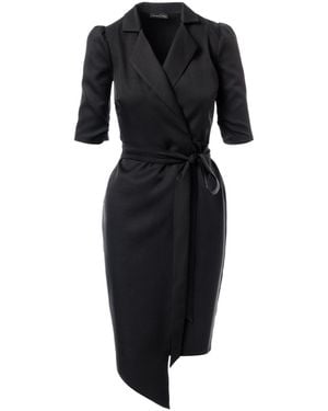 concept A trois Asymmetric Wrap Blazer Dress - Black
