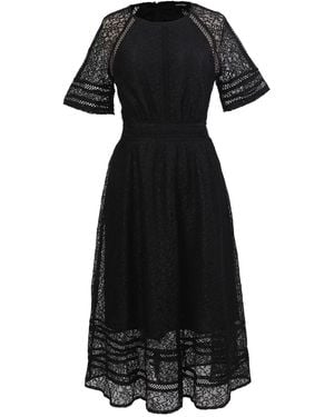 Smart and Joy All-Lace Flared Dress And Trims - Black