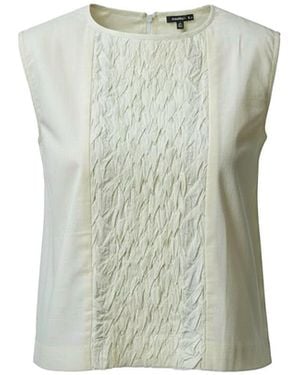 Stovaria Hand-Stitched Cotton Panel Statement Sleeveless Top - Green