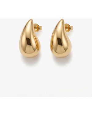 Elk & Bloom Medium Chubby 14K Teardrop Drop Studs - Metallic