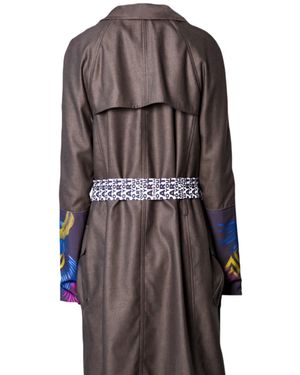 ARSHYS Leaves Wool Trench Coat - Brown