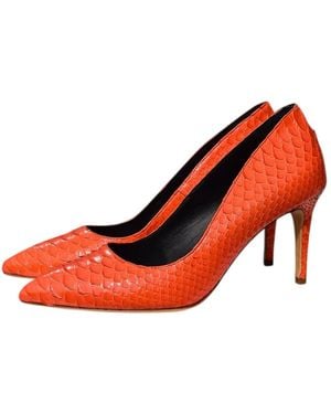 Aethra Shoes Aster Pointed Toe Low Heel Stiletto Court Shoes - Red