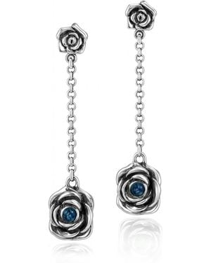 Unaloe Rocks Sterling Rose Drop Earrings With Sapphire Stone – Earrings For – Jewellery For - White