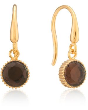 Auree Barcelona November Birthstone Hook Earrings Smokey Quartz - Metallic