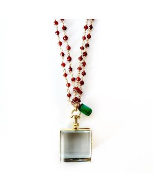 Persia Dona Jewelry Garnet & Vintage Locket Necklace - White