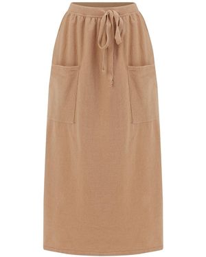 Peraluna Nora Elastic Waist Band Midi Knit Skirt - Natural