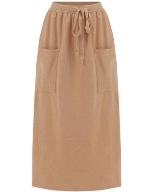 Peraluna Nora Elastic Waist Band Midi Knit Skirt - Natural