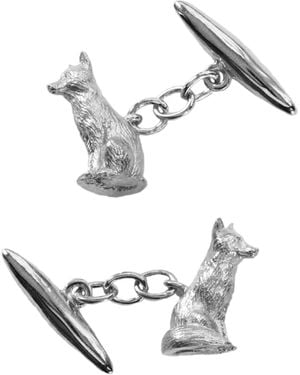 Lee Renee Fox Cufflinks – Sitting - Metallic