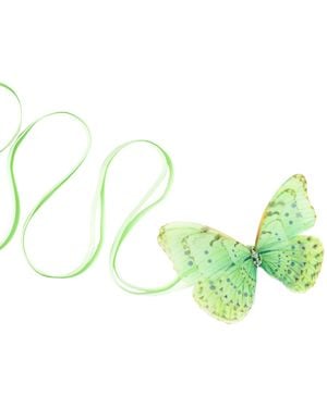 Oana Savu Mint Silk Butterfly Ribbon Tie Choker Necklace - Green