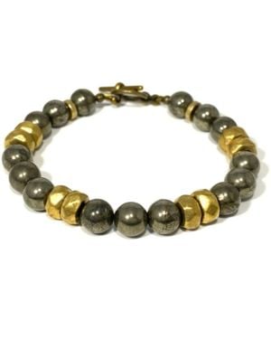Rachel Nathan Narrow: Pyrite & Rondelles Bracelet - Metallic