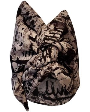 Romer Millinery Twisturban Turban & Abstract Print Fluted Edge - Black