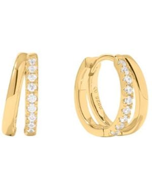 Vanhi Kira Crystal Double Hoop Huggies - Metallic