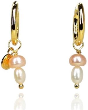 Ninemoo Tiny Mushroom Pearl Hoops - Metallic