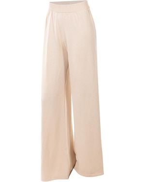 25 UNION Neutrals Knitted Cotton Wide Leg Trousers - Natural