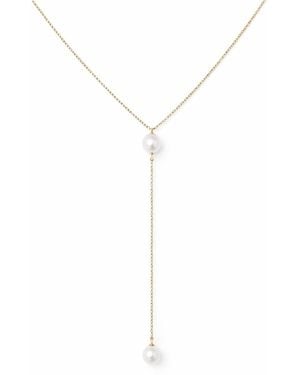 Pearl Code Premium-Filled Necklace With Two Natural Round Pearls - White