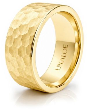 Unaloe Elegant Plated Hammered French-Style Band For - Metallic